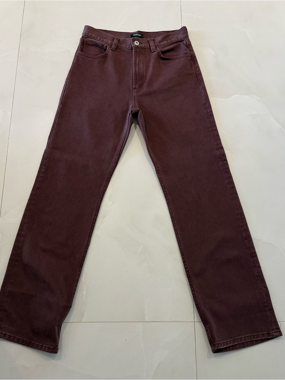 Massimo Dutti Women high waisted Deep Burgundy Straight-Leg denim pants